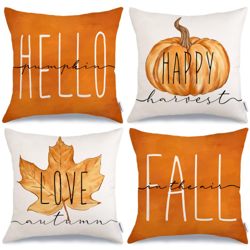 GEEORY Fall Pillow Covers 18x18 Set of 4 for Fall Decor Pumpkin Maple Leaves Happy Harvest Outdoor Fall Pillows Decorative Throw Pillows Farmhouse Thanksgiving Decorations Love Autumn Cushion Case GEEORY Fall Pillow Covers 18x18 Set of 4 for Fall Decor Pumpkin Maple Leaves Happy Harvest Outdoor Fall Pillows Decorative Throw Pillows Farmhouse Thanksgiving Decorations Love Autumn Cushion Case