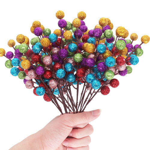 Artificial Colorful Berry Stems, 24 Pack 8.7" Christmas Glitter Berries Stems Artificial Fruit Berry Holly Flower Branch Picks Home Holiday Wedding Party DIY Christmas Tree Crafts Decor (Colorful) Artificial Colorful Berry Stems, 24 Pack 8.7" Christmas Glitter Berries Stems Artificial Fruit Berry Holly Flower Branch Picks Home Holiday Wedding Party DIY Christmas Tree Crafts Decor (Colorful)