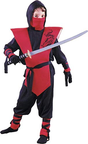 Fun World Complete Ninja Red Costume, Medium 8-10, Multicolor