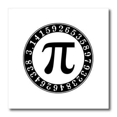 3dRose ht_164996_2 Pi Symbol Circle with Number to 26 Decimal Places Black and White Iron on Heat Transfer, 6 by 6"