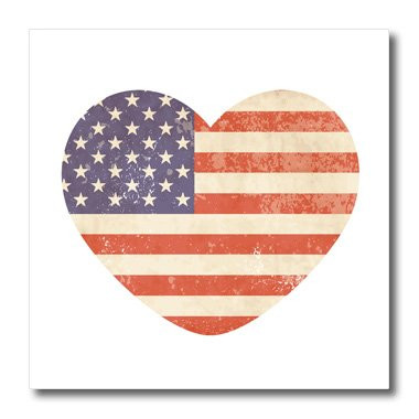 3dRose LLC ht_152090_1 Iron On Heat Transfer for White Material, 8 by 8-Inch, American Flag Heart Patriotic USA Art