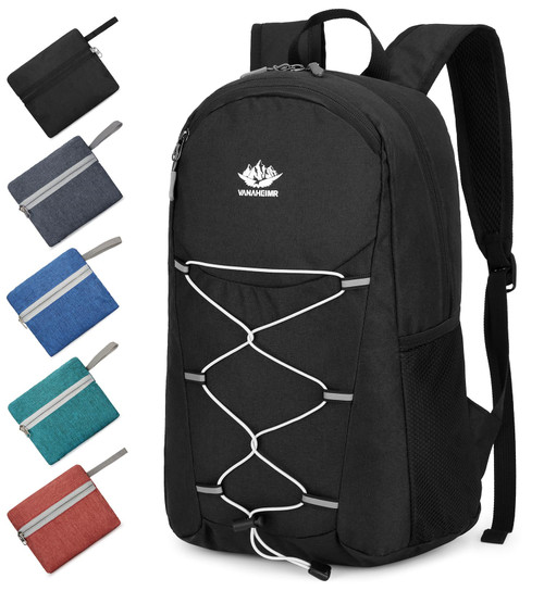 Esup 15L Lightweight Hiking Backpack Foldable Small Travel Backpack Packable Camping Backpack for Women Men (Black)