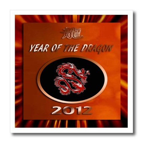 3dRose LLC Red Dragon, Year of The Dragon, 2012 6 by 6-Inch Iron on Heat Transfer for White Material