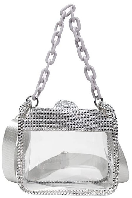 Clear Bag for Women Sequin Clear Crossbody Bag Clear Purse Stadium Approved Clear Backpack Shoulder Bag Satchel Hobo Bag