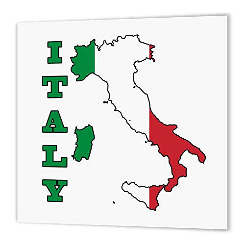 3dRose ht_63167_2 The Flag of Italy in The Outline Map of The Country and Name, Italy-Iron on Heat Transfer Paper for White Material, 6 by 6-Inch