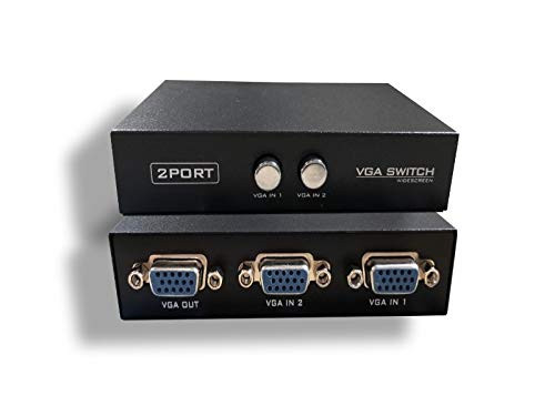 KENTEK VGA HD15 2 Way Manual Data Switch Box Push Button Style 15 Pin Female I/O AB Port for PC MAC to Video Display Monitors