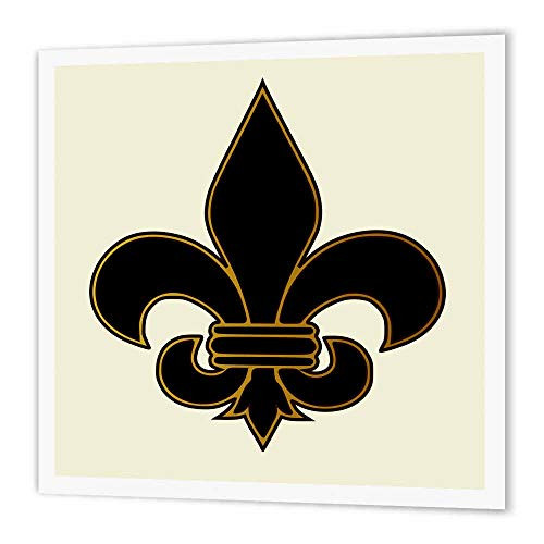 3dRose ht_22360_2 Large Black and Gold Fleur De Lis Christian Saints Symbol-Iron on Heat Transfer Paper for White Material, 6 by 6-Inch