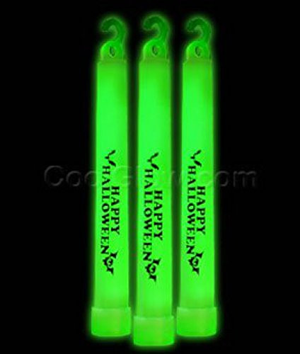 Fun Central V784 6 Inch Happy Halloween Premium Green Glow Sticks  - 25 Count