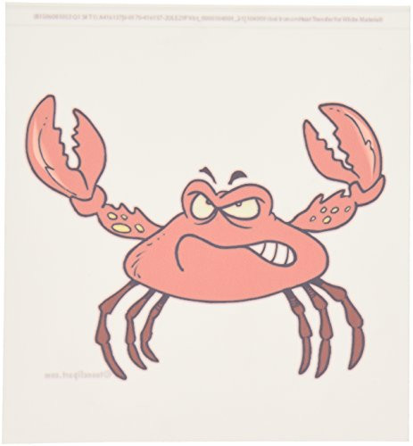 3dRose ht_104009_2 Funny Angry Crabby Red Crab-Iron on Heat Transfer for Material, 6 by 6-Inch, White