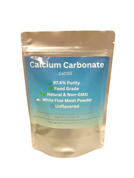 Calcium Carbonate Fine Mesh White Powder, Food Grade, Ground Limestone, 97%+ Purity, for Aquariums, DIY Projects (Toothpaste, Wine, Chalk, Cooking, and More) (2lbs)