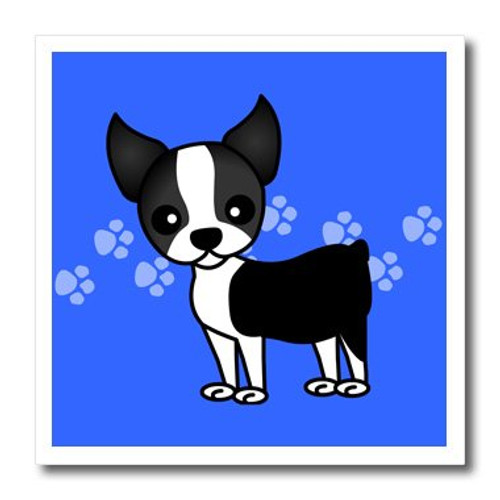 3dRose ht_12085_1 Cute Boston Terrier Blue Pawprint Background Iron on Heat Transfer, 8 by 8-Inch 3dRose ht_12085_1 Cute Boston Terrier Blue Pawprint Background Iron on Heat Transfer, 8 by 8-Inch