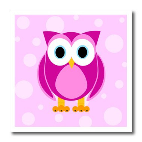 3dRose ht_6313_2 Cute Pink Owl on Light Pink Background Iron on Heat Transfer for White Material, 6 by 6-Inch