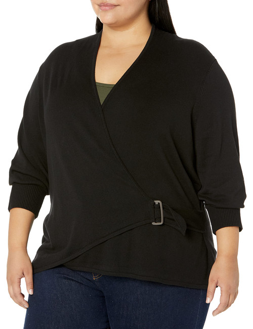 NIC+ZOE Women's Vital WRAP Sweater, Black Onyx, XS