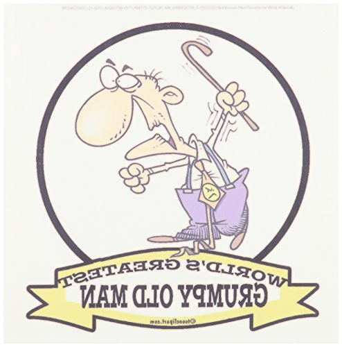 3dRose ht_103238_1 Funny Worlds Greatest Grumpy Old Man Cartoon-Iron on Heat Transfer for Material, 8 by 8-Inch, White
