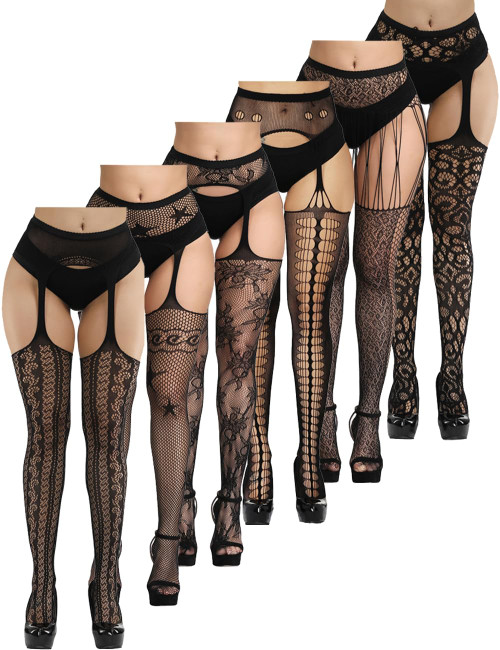 Notherss 6 Pairs Women Fishnet Thigh-High Stockings Tights Suspender Pantyhose Stockings,fishnet stockings, halloween gifts