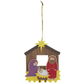 PWS Sales Religious Nativity Christmas Tree Ornament Craft Kit-Makes 24-Foam Crafts for Kids
