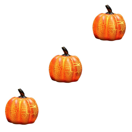 DOITOOL 3pcs Pumpkin Lantern Orange Decorations Orange Candles Outdoor Halloween Decorations Pumpkin Bucket Decor Outdoor Jack o Lantern Pumpkin Light LED Resin Pumpkin Lamp Autumn Props
