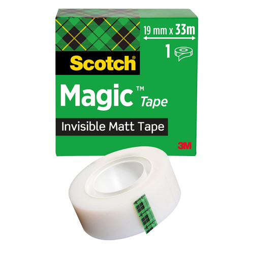 Scotch Magic Invisible Tape - 1 Roll, 19 mm x 33 m - General Purpose Sticky Tape for Document Repair, Labelling & Sealing Scotch Magic Invisible Tape - 1 Roll, 19 mm x 33 m - General Purpose Sticky Tape for Document Repair, Labelling & Sealing