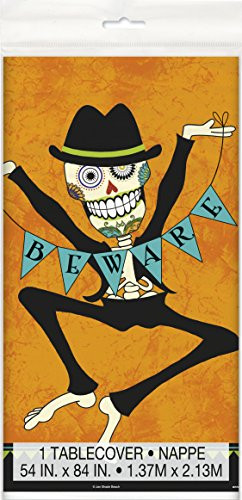 Day of the Dead Halloween Plastic Tablecloth, 84" x 54"