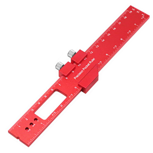 T Track Ruler Woodworking Ruler Precision Pocket Ruler Metal Slide Rule Inch & Metric T Type Scribing Ruler Square Ruler