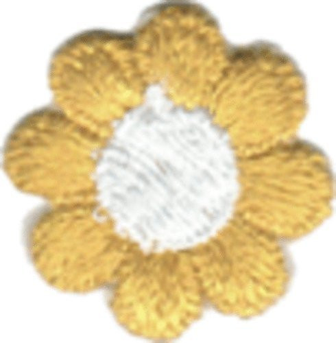 Daisy Flower - Yellow with White Center - Embroidered Sew or Iron on Patch