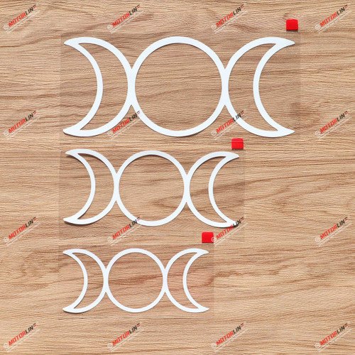 Triple Moon Symbol Decal Vinyl Sticker Pagan Wiccan - 3 Pack White, 5 Inches, 6 Inches, 8 Inches - No Background for Car Boat Laptop