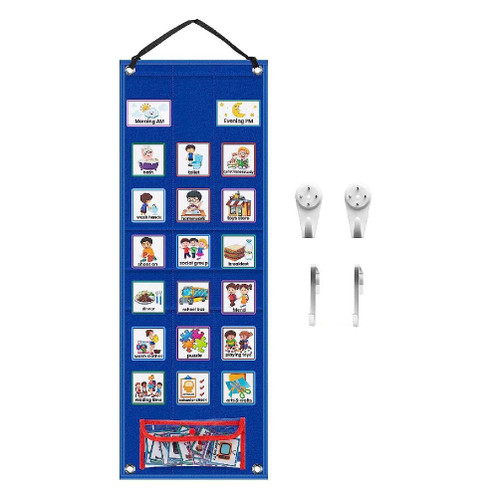 Daily Routine Chart with 70 Cards Responsibility Daily Schedule Board Schedule Pocket Chart Learning Materials Calendar and Schedule Pocket Chart Calendar for Schedule Pocket Chart for Daily