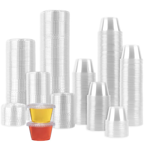 Galashield [300 Sets - 4 oz.] Jello Shot Cups Condiment Containers with Lids | Sauce Cups, Portion Cups, Dressing Container | Small Plastic Containers with Lids