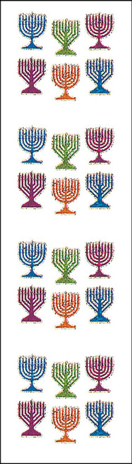 Jillson Roberts Hanukkah Prismatic Stickers, Mini Menorahs, 12-Sheet Count (XS7526)