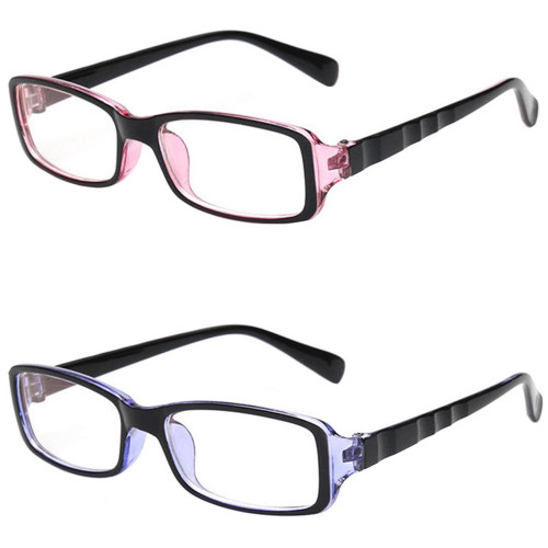 FancyG Vintage Inspired Classic Retro Style Rectangle Shape Curving Arm Designed UV Protection Blue Tint Glasses Frame Clear Lens Eyewear 2 Pieces Color Set10