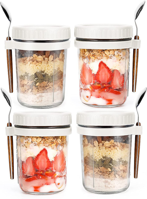 BlackPaw- Overnight Oats containers with lids, 10 Oz mason jars with airtight lids, Wide mouth Meal Prep Glass mason Jars with Measurement scale BlackPaw- Overnight Oats containers with lids, 10 Oz mason jars with airtight lids, Wide mouth Meal Prep Glass mason Jars with Measurement scale