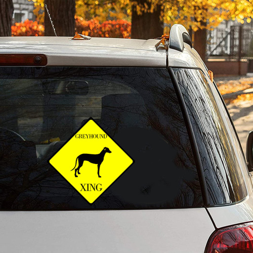 Yelolyio Greyhound Xing Sticker Vinyl Decal Caution Greyhound Stickers Tumbler Decal Animals Decor Vinyl Sticker Vinyl Decal Sticker for Cars Trucks, Windows, Walls, Laptops 11"
