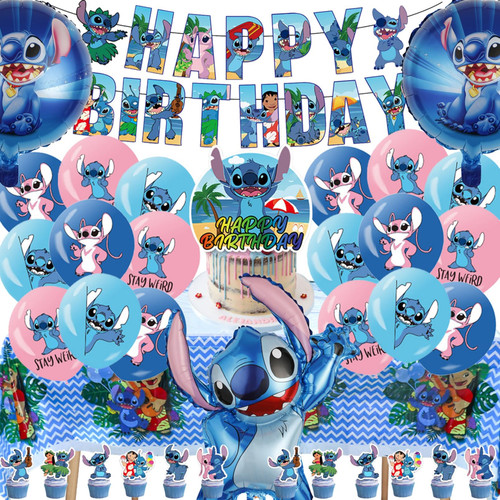 Stitch Birthday Party Supplies Stitch Happy Birthday Party Decorations Includes Large Banner, Cake Topper, Tablecloth, Foil Balloons, Latex Balloons Stitch Birthday Party Supplies Stitch Happy Birthday Party Decorations Includes Large Banner, Cake Topper, Tablecloth, Foil Balloons, Latex Balloons