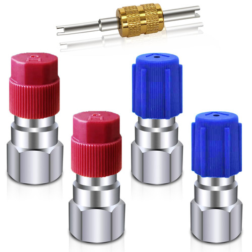 R12 to R134a Conversion Kit, 2 Pair R12 to R134a Convert Adapters, R12 to R134A AC Retrofit Fitting Adapter Kit, R12 to R134a Adapter Fittings, Fits for Car AC Air Conditioner Refrigerant System