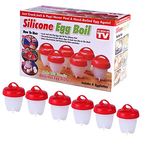 Egg Cooker Maker Egg Cooker Hard Boiled Eggs without the egg Shell Non Stick Silicone, Steamer (6 PACK)