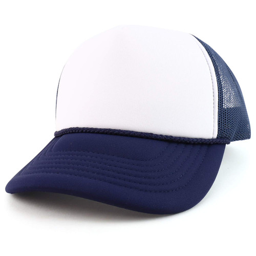 Trendy Apparel Shop XXL Oversized 5 Panel Foam Mesh Back Trucker Cap - Navy - 2XL