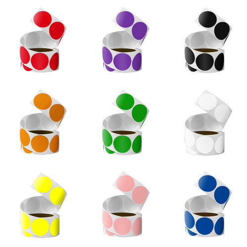 4500 PCS Dot Stickers Roll 1 Inch Round Color Coding Labels Inventory Vinyl Circle Decals Removable Writable 9 Color