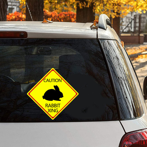 Yelolyio Rabbit Xing Sticker Vinyl Decal Caution Rabbit Stickers Tumbler Decal Animals Decor Vinyl Sticker Vinyl Decal Sticker for Cars Trucks, Windows, Walls, Laptops 11"