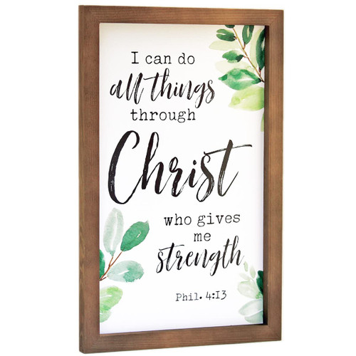 EDEN VIEW HOME Philippians 4 13 Wall Art. I Can do All Things Through Christ Who Strengthens Me Framed Wooden Sign (15x10). Religious Wall Art Plaque Decoration. Christian Decor for Living Room.