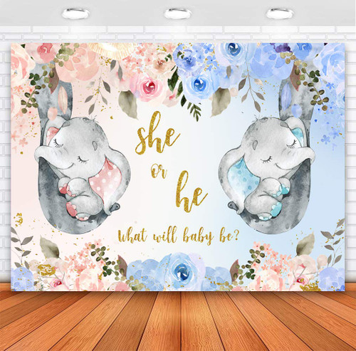 Sensfun Elephant Gender Reveal Backdrop Pink or Blue He or She What Will Baby Be Pregnancy Reveal Photography Background Floral Boy or Girl Baby Shower Party Decorations Banner Photo Backdrops 7x5ft Sensfun Elephant Gender Reveal Backdrop Pink or Blue He or She What Will Baby Be Pregnancy Reveal Photography Background Floral Boy or Girl Baby Shower Party Decorations Banner Photo Backdrops 7x5ft