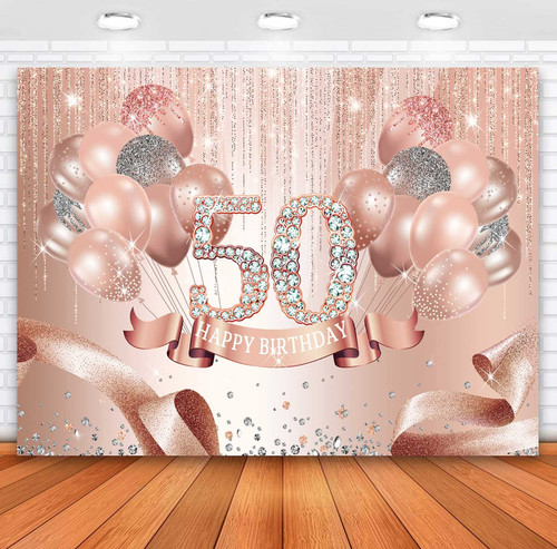 Sensfun Happy 50th Birthday Backdrop Rose Gold Diamonds Fabulous 50th Birthday Background Glitter Balloons Fifty Years Old Age Women Birthday Party Banner Decorations Supplies 7x5ft Sensfun Happy 50th Birthday Backdrop Rose Gold Diamonds Fabulous 50th Birthday Background Glitter Balloons Fifty Years Old Age Women Birthday Party Banner Decorations Supplies 7x5ft