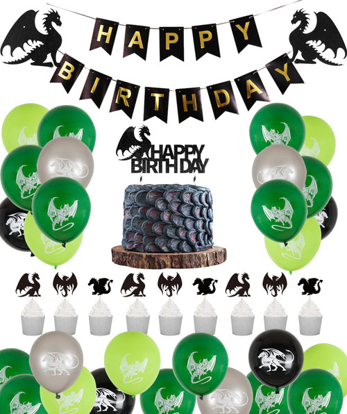 PUGED Dragon Birthday Party Decorations Dungeons and Dragons Theme Fantasy Party Supplies Including Dragon Cake Decoration and Toppers, Dragon Balloon Garland and Birthday Banner PUGED Dragon Birthday Party Decorations Dungeons and Dragons Theme Fantasy Party Supplies Including Dragon Cake Decoration and Toppers, Dragon Balloon Garland and Birthday Banner