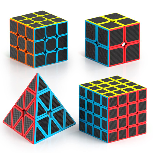 Vdealen Speed Cube Set, Puzzle Cube Bundle of 2x2 3x3 4x4 Pyramid Speed Cube, Smooth Magic Cube Game Toys Gift for Kids Teens Adults (Carbon Fiber Sticker) Vdealen Speed Cube Set, Puzzle Cube Bundle of 2x2 3x3 4x4 Pyramid Speed Cube, Smooth Magic Cube Game Toys Gift for Kids Teens Adults (Carbon Fiber Sticker)