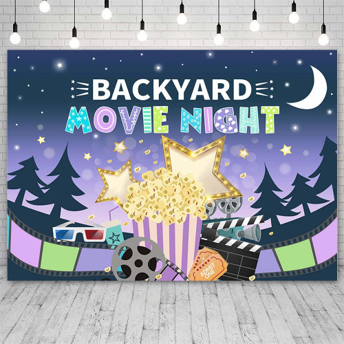 SENDY 7x5ft Movie Night Backdrop Backyard Movie Night Decorations Purple Moon Night Birthday Photography Background Popcorn Drive Movie Night Party Banner Photo Shoot Props SENDY 7x5ft Movie Night Backdrop Backyard Movie Night Decorations Purple Moon Night Birthday Photography Background Popcorn Drive Movie Night Party Banner Photo Shoot Props