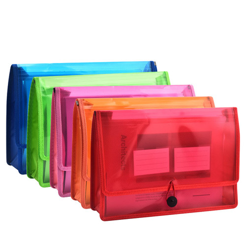 Expanding File Folder Document Organizer with Elastic Cord & Button Closure, Letter Size, 2.8" Expansion, Letter A4 Expandable File Folder for Home School Office Organization, 5 Pack