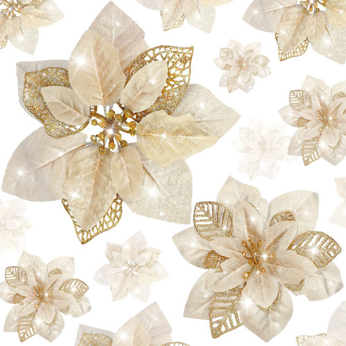 Dingion Pcs Christmas Poinsettia Flowers Christmas Artificial Tree Decorations Glitter Poinsettias Christmas Ornaments Decorations Xmas Faux Glitter Flowers for Xmas (Gold) Dingion Pcs Christmas Poinsettia Flowers Christmas Artificial Tree Decorations Glitter Poinsettias Christmas Ornaments Decorations Xmas Faux Glitter Flowers for Xmas (Gold)