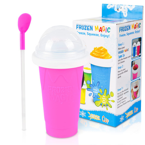 VOIEOV DIY Slushy Maker Cup - TIK TOK Magic Slushie Maker Squeeze Cup, Quick Frozen Cooling Smoothie Pinch Cup, Double Layer Squeeze Cup Slushy Maker, Portable Squeeze Ice Cup for Everyone - Pink VOIEOV DIY Slushy Maker Cup - TIK TOK Magic Slushie Maker Squeeze Cup, Quick Frozen Cooling Smoothie Pinch Cup, Double Layer Squeeze Cup Slushy Maker, Portable Squeeze Ice Cup for Everyone - Pink