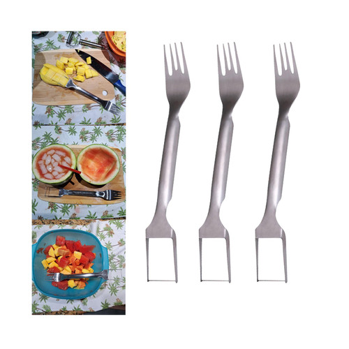 Watermelon Cutter Slicers Tool Gifts - Fruit Cutter Tools,2 In 1 Watermelon Fork Slicers,Stainless Steel Fruit Forks Slicers,Watermelon Windmill Cutter (Silver-3pc)