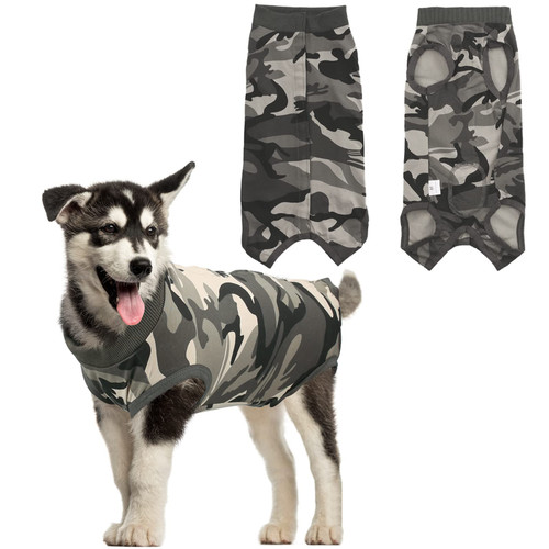 Surgical Recovery Suit for Dogs, Dog Vest to Keep Dog from Licking Abdominal Wound Protector, Pet Neck Collar Alternative (XL,Camouflage)