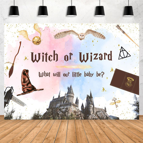 Aperturee 7x5ft Witch or Wizard Gender Reveal Backdrop Magical Boy or Girl Reveal Photography Background Pink or Blue He or She Baby Shower Party Decorations Banner Photo Booth Props Aperturee 7x5ft Witch or Wizard Gender Reveal Backdrop Magical Boy or Girl Reveal Photography Background Pink or Blue He or She Baby Shower Party Decorations Banner Photo Booth Props